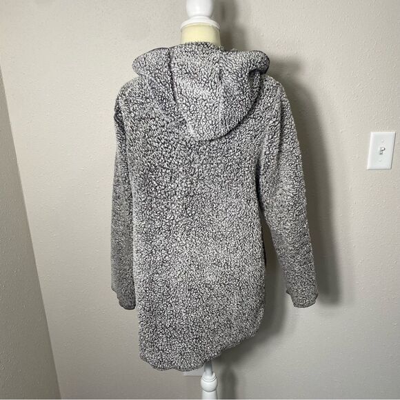 Victoria's Secret PINK Open Front Gray Sherpa Hooded Cardigan Women's Size Small - Picture 13 of 16